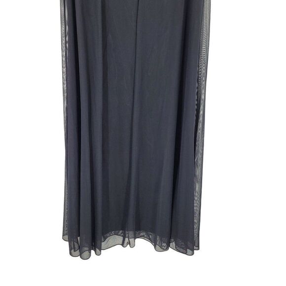 Vintage 90's Designer‎ Tadashi Shoji Black Mesh Long Maxi Skirt 10 Cocktail Goth - Picture 9 of 11